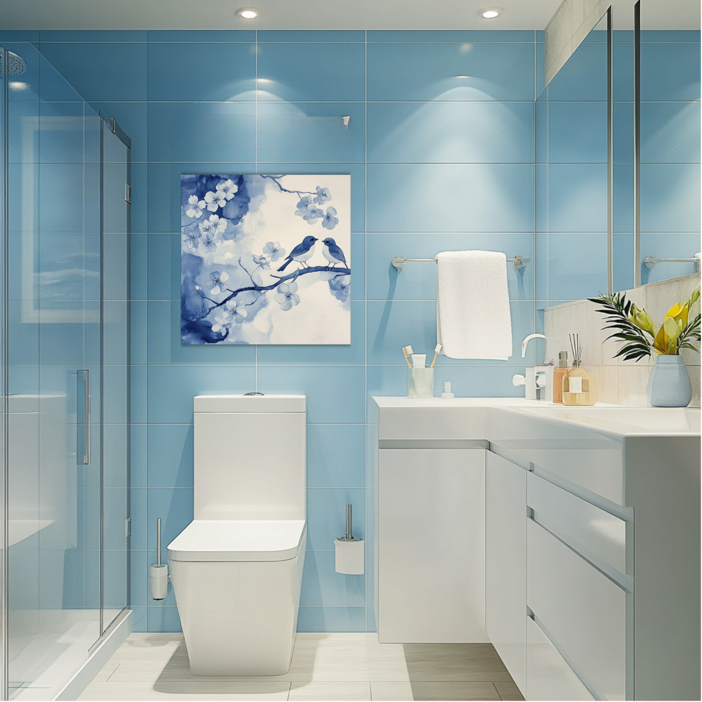 birds in blue shades