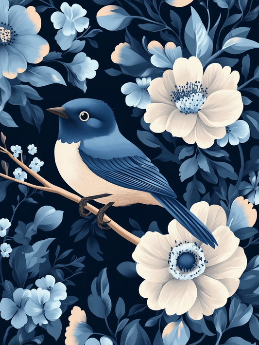 blue bird perched on a branch-Canva