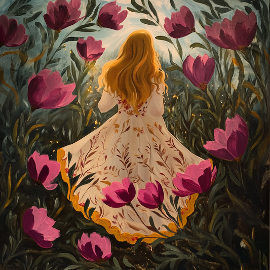 Amongst the Petals-Framed canva