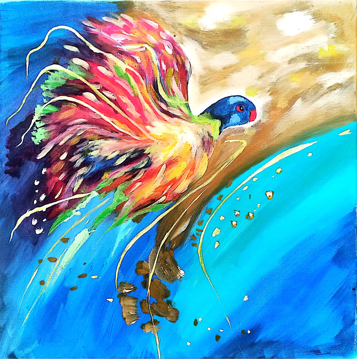 blue golden bird
