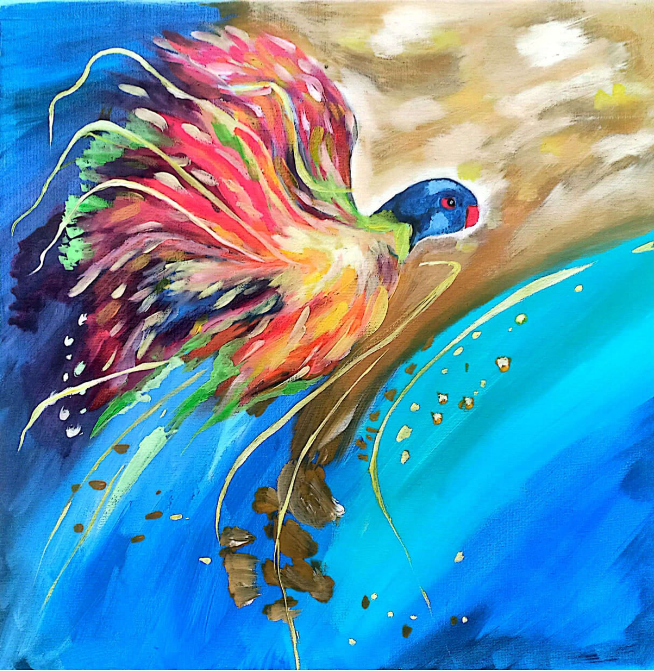 blue golden bird