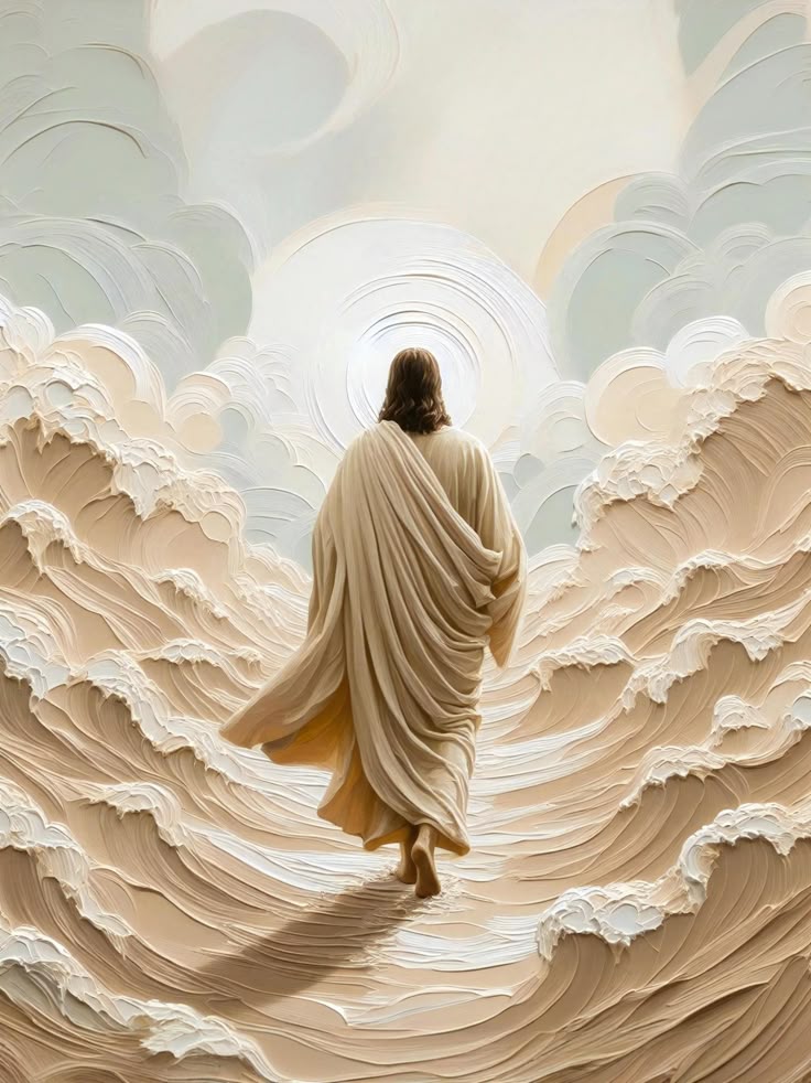 Jesus walking on water-3D texture-Handmade finishing-CA-06