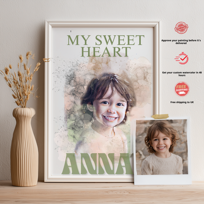 Christmas Gift for your loved ones-hand painted portrait from their photo