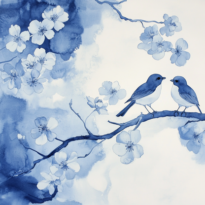 birds in blue shades