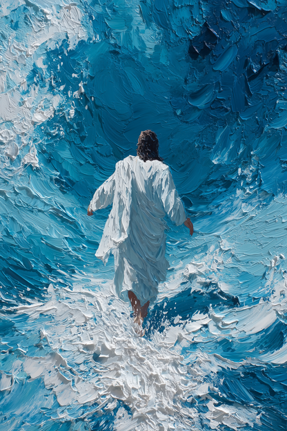 Jesus walking on water-3D texture-handmade finishing-CA-05